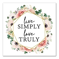 Live Simply Love Truly Floral Canvas Art