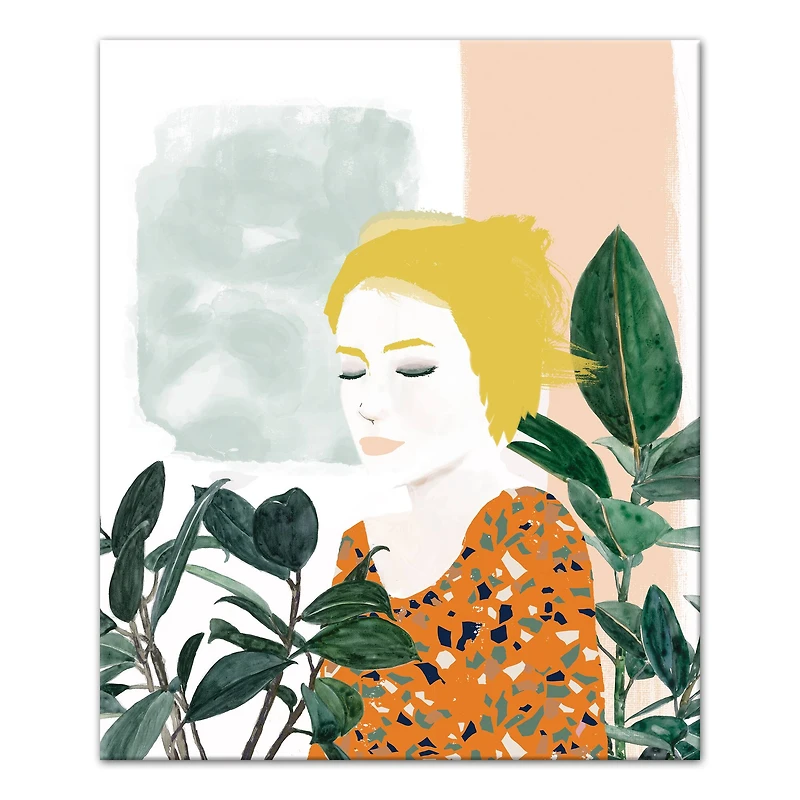 Lady in the Leaves Canvas Wall Art