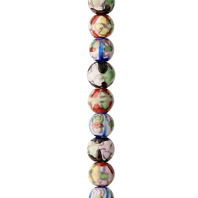 12 Pack: Multicolored Floral Ceramic Beads, 8mm by Bead Landing™