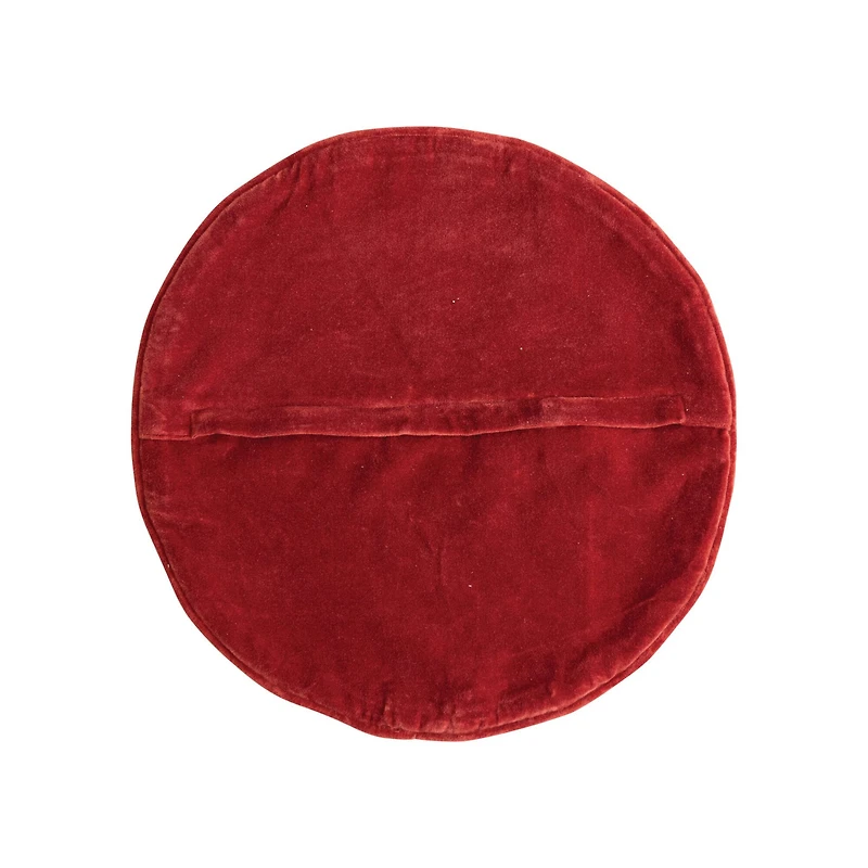 Hello Honey® 16" Round Printed Cotton Pillow with Holiday Girl, Piping & Velvet Back