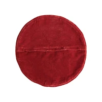 Hello Honey® 16" Round Printed Cotton Pillow with Holiday Girl, Piping & Velvet Back