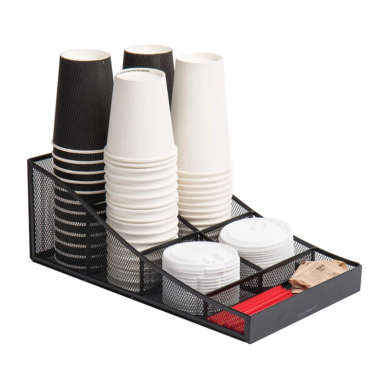 Mind Reader Black 7 Compartment Tea and Coffee Condiment Organizer