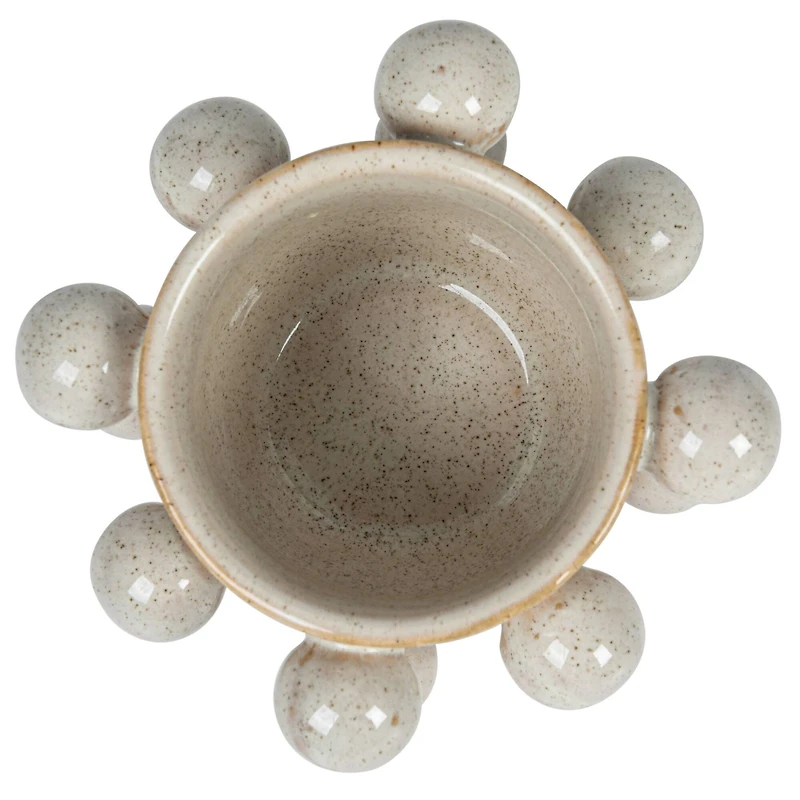 Hello Honey® 4.25" Speckled Cream Round Stoneware Planter with Orbs