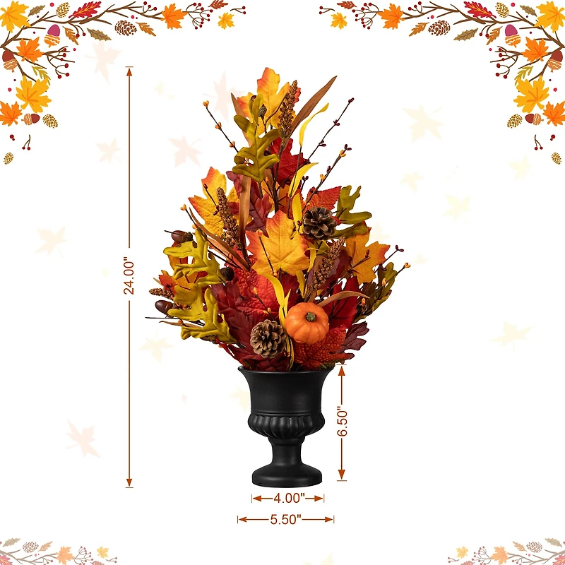 Glitzhome® 24" Fall Maple Leaf Urn Table Tree