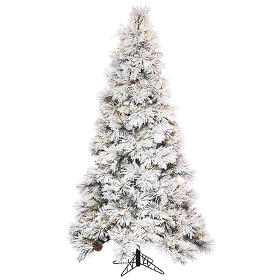 5ft. Pre-Lit Flocked Atka Artificial Christmas tree, Warm White LED Lights