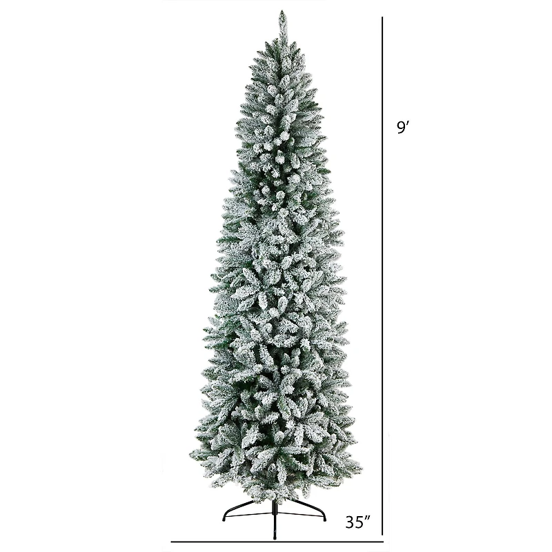 9ft. Unlit Slim Flocked Montreal Fir Artificial Christmas Tree