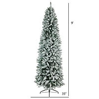 9ft. Unlit Slim Flocked Montreal Fir Artificial Christmas Tree