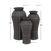 Brown Metal Rustic Vase Set