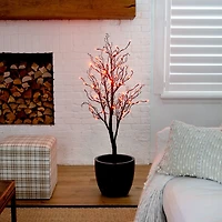 4ft. Orange & Purple LED Pre-Lit Halloween Deluxe Black Twig Artificial Fall Tree