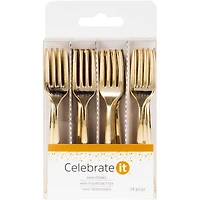 12 Packs: 24 ct. (288 total) Gold Mini Forks by Celebrate It™