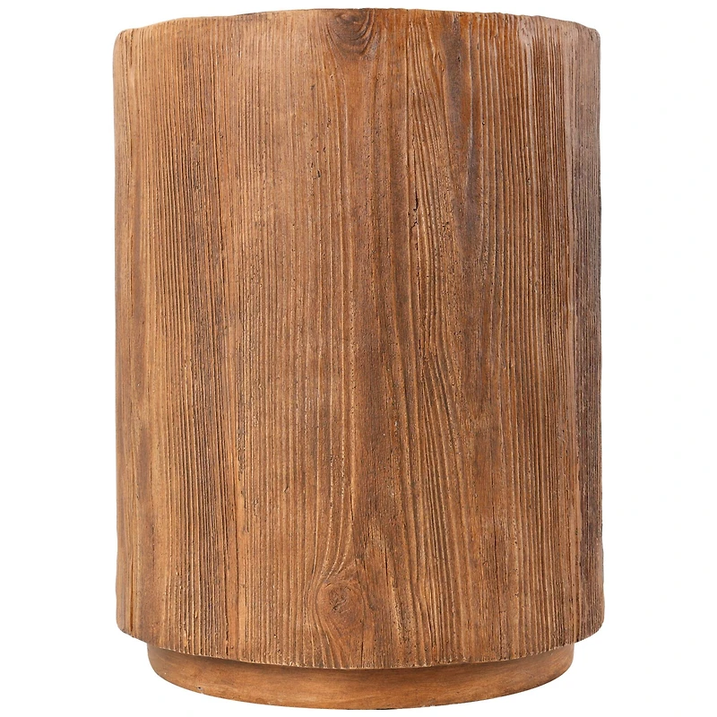 18" Brown Wood Grain Block Outdoor Accent Table