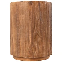 18" Brown Wood Grain Block Outdoor Accent Table 