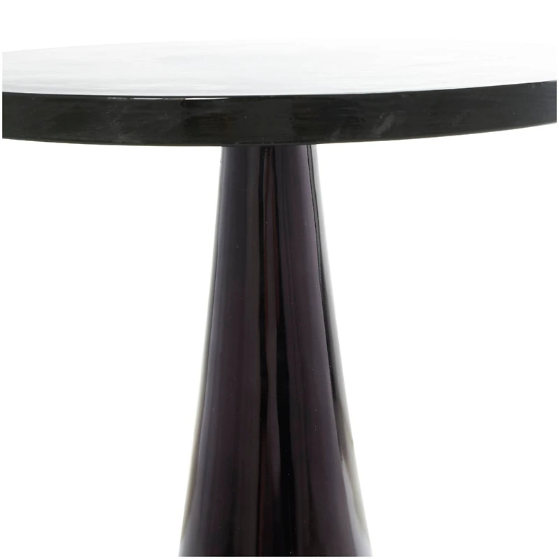 24" Black Aluminum Geometric Cone Accent Table