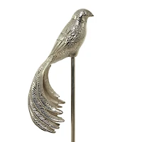 Silver Aluminum Eclectic Birds Sculpture, Set of 2" 32", 27"