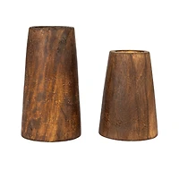 Hello Honey® Brown Round Reclaimed Wood Vase with Distressed Finish Set