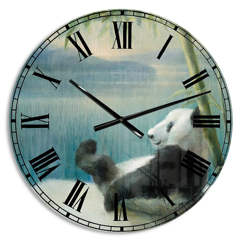 Designart Panda After A Long Day Wall Clock