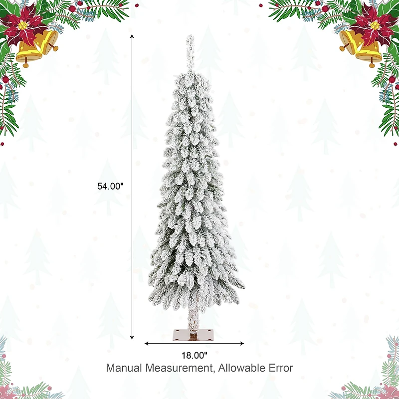 Glitzhome® 4.5ft Pre-Lit Flocked Artificial Christmas Tree, Warm White Lights