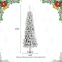 Glitzhome® 4.5ft Pre-Lit Flocked Artificial Christmas Tree, Warm White Lights