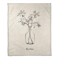Flower Line Drawing 50" x 60" Coral Fleece Blanket