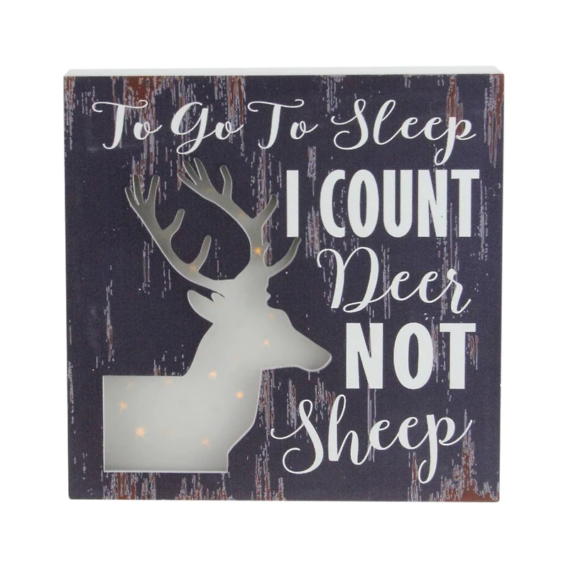 LED Lighted Fiber Optic Deer "To Go to Sleep I Count Deer Not Sheep" Wall Art Decoration