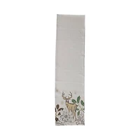 Hello Honey® 72" Green & Natural Cotton & Linen Printed Table Runner with Flora & Fauna Pattern and Metallic Gold Thread Embroidery