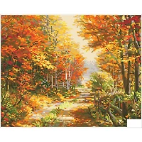 Diamond Dotz® Intermediate Level Thomas Kinkade A Walk Down Autumn Lane Diamond Painting Kit