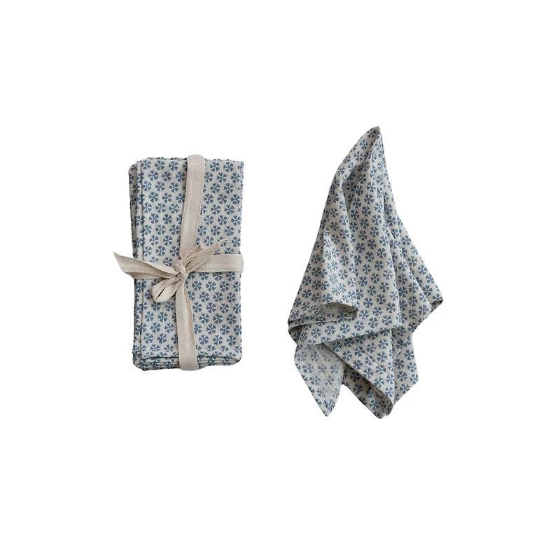 Hello Honey® Blue Patterned Cotton & Linen Napkins, 4ct.