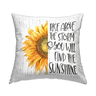 Stupell Industries Find The Sunshine Rustic Sunflower Uplifting Phrase Throw Pillow, 18" x 18"