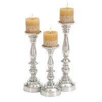 Silver Aluminum Traditional Pillar Candle Holder