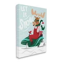 Stupell Industries Let It Snow Moose Sleigh Canvas Wall Art