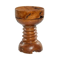 20" Brown Teak Wood Rustic Stool