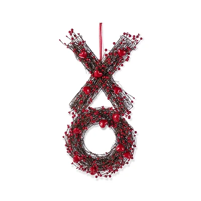 Glitzhome® 24" Red Valentine's XO Shaped Wreath