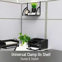 Mind Reader Hanging Cubicle Shelf Organizer Metal, Black