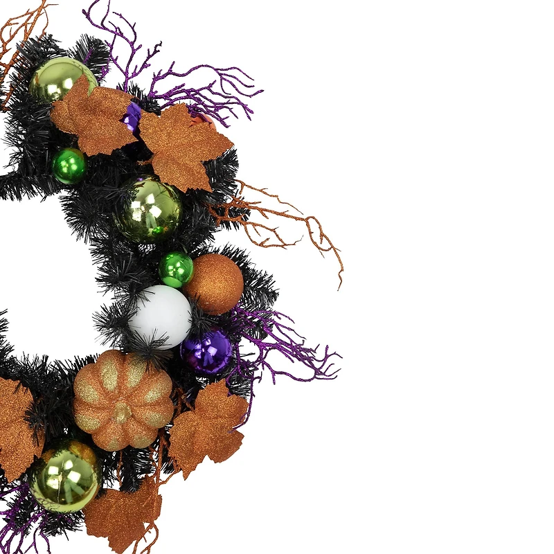 24'' Unlit Jack-O-Lantern in Witches Hat Halloween Pine Wreath