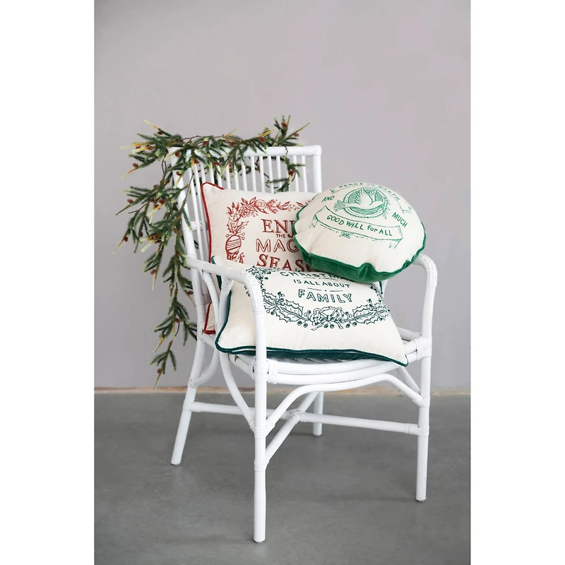 Hello Honey® 20" Magic of the Season Cotton Embroidered Pillow