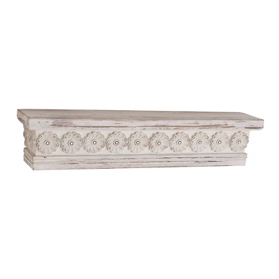 White Chinese fir wood Vintage Wall Shelf, 6" x 28" x 5"
