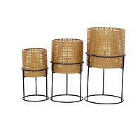 Set of 3 Gold Iron Contemporary Planter, 23" x 13" x 13"