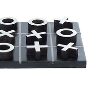 Black Marble & Aluminum Contemporary Tic-Tac-Toe Game Set