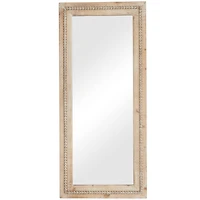 Brown Wood Beaded Frame Wall Mirror with Distressing 24" x 2" x 54"