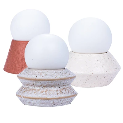 Hello Honey® 4.5" Stoneware LED Orb Light Set