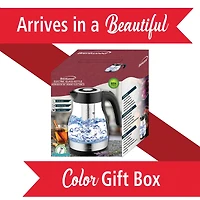 Brentwood 1.79qt. Black Cordless Glass Electric Kettle with Tea Infuser and Swivel Base