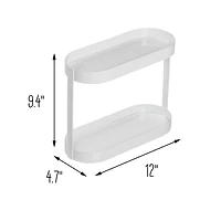 Honey Can Do White 2-Tier Metal Bathroom Counter Organizer Shelf