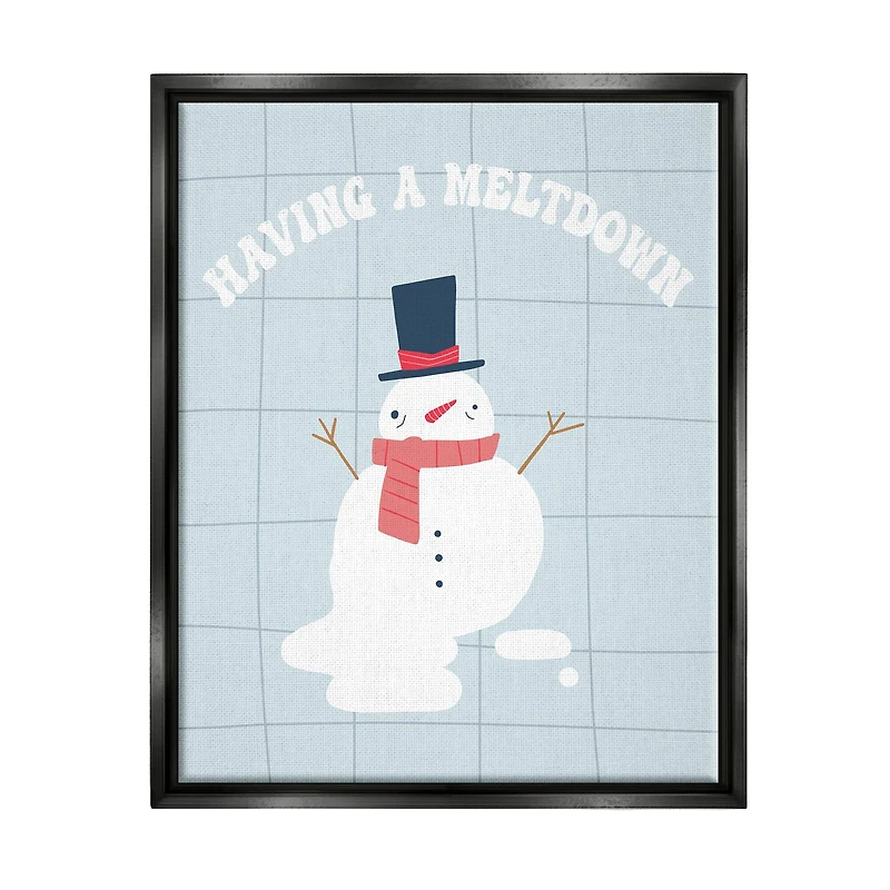 Stupell Industries Having A Meltdown Funny Snowman Framed Floater Canvas Wall Art