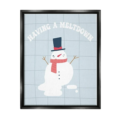 Stupell Industries Having A Meltdown Funny Snowman Framed Floater Canvas Wall Art