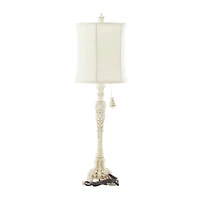 White Polystone Coastal Buffet Lamp 7" x 7" x 31"