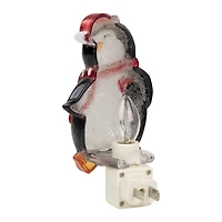 6" Black and Red Happy Penguin in Santa Hat Christmas Night Light