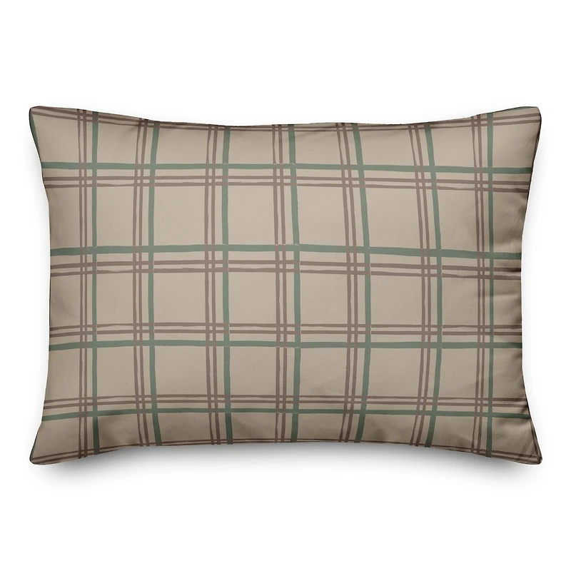 Brown Holiday Plaid Throw Pillow