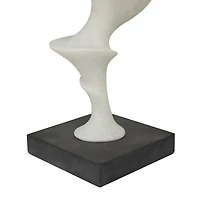 20" White Polystone Abstract Sculpture with Black Base