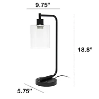 Lalia Home Iron Desk Lamp with USB Port and Glass Shade