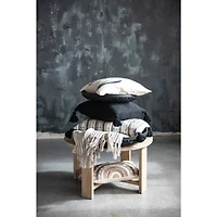 Hello Honey® 60" Recycled Cotton Blend Neutral Throw Blanket With Line Pattern & Fringe Edge